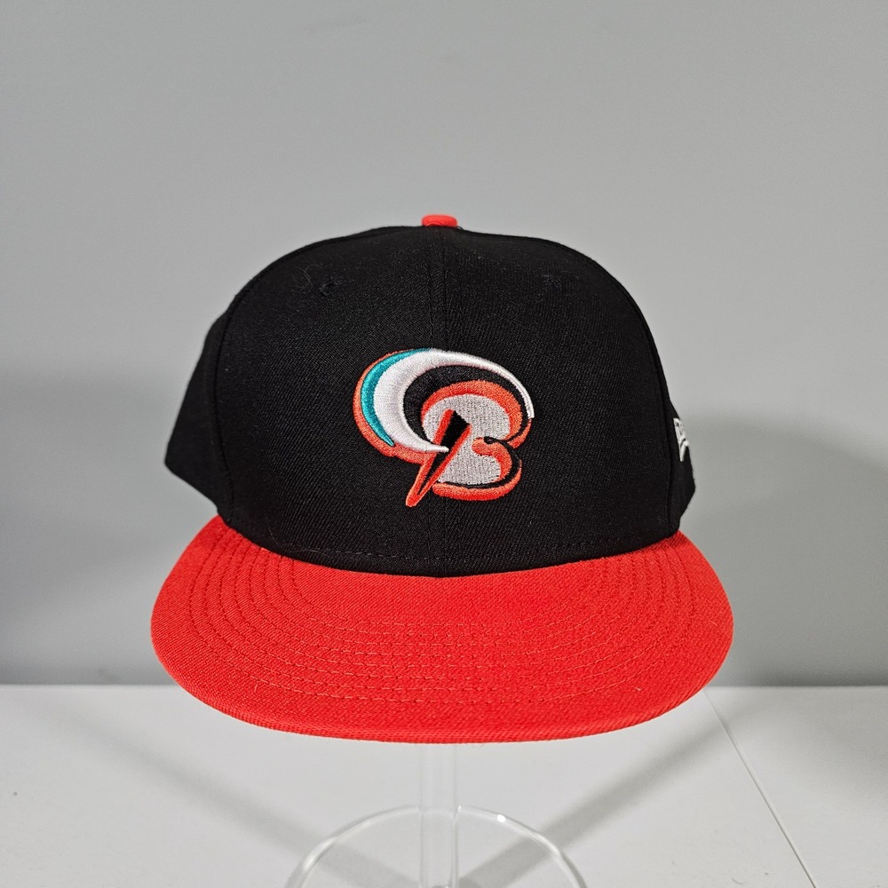 New Era Bowie Baysox Hat Mens Size 8 Black Red 59FIFTY Fitted MiLB Cap